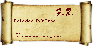 Frieder Rózsa névjegykártya